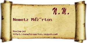 Nemetz Márton névjegykártya