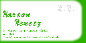 marton nemetz business card